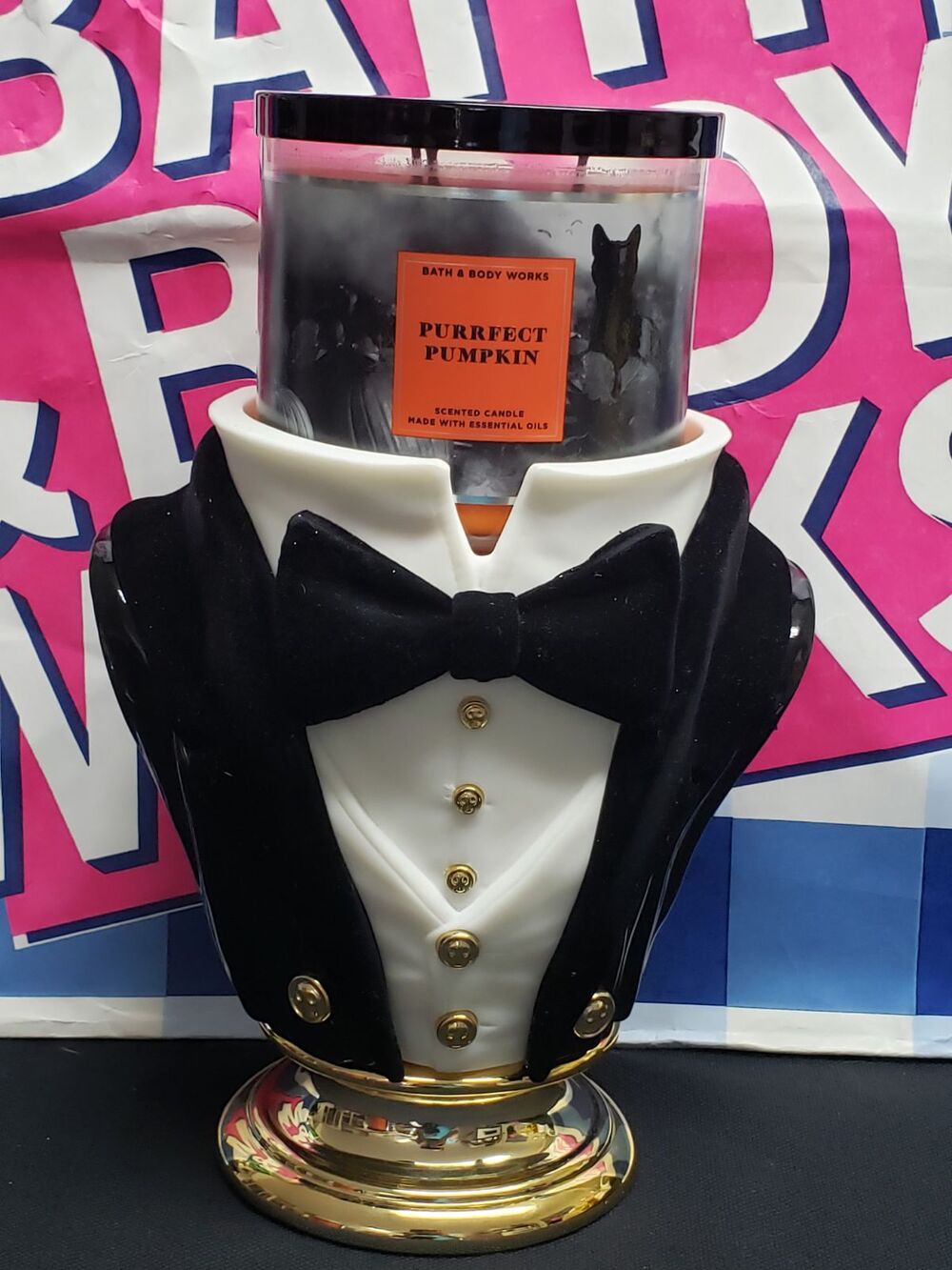 BBW Headless Butler Bow Tie Bust Candle Pedestal / Holder Home Fragrance Decor
